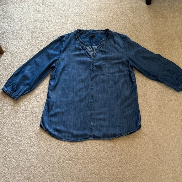 Casual Denim Blue Tencel Blouse - Picture 3 of 6